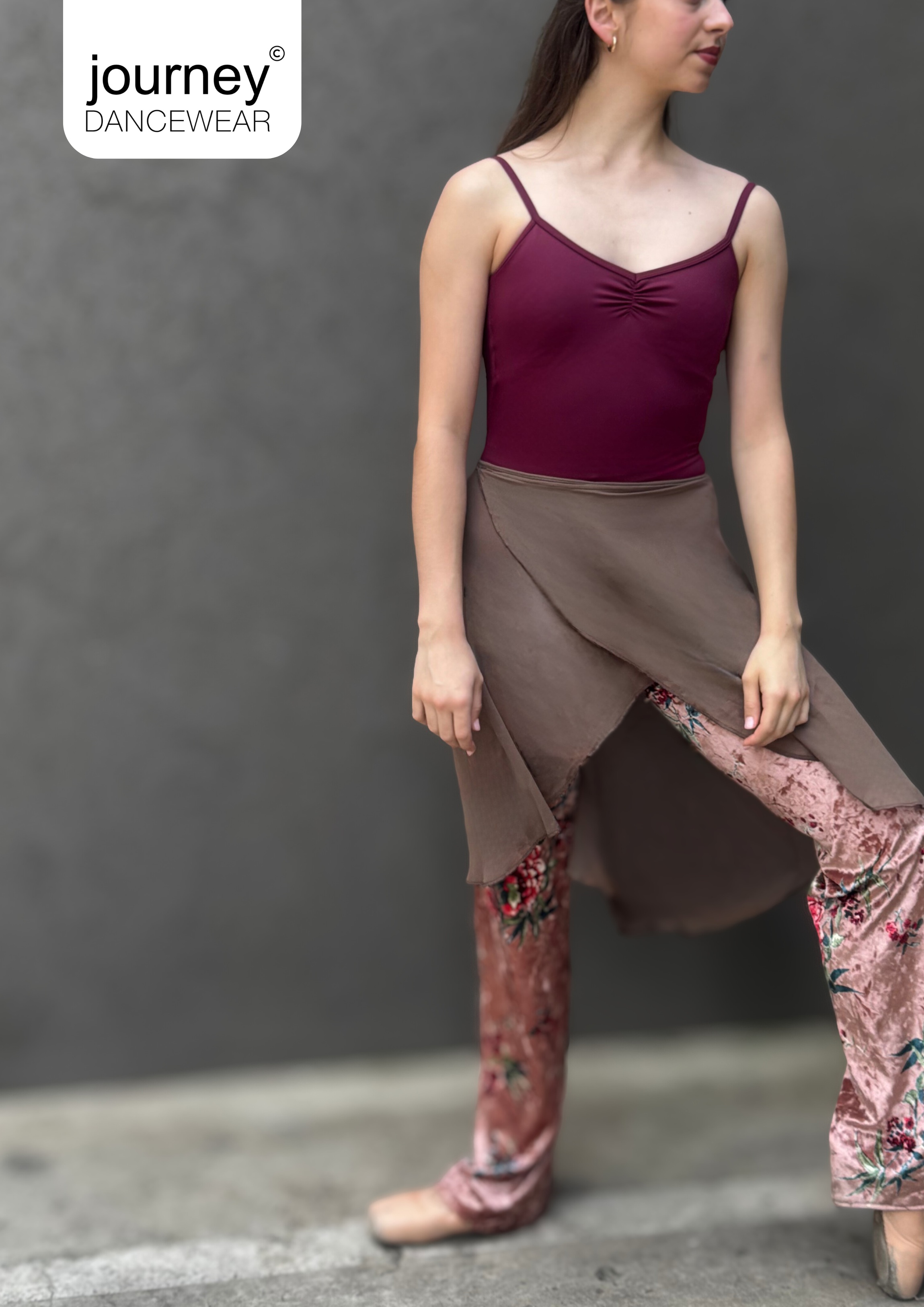 Marron Wrap Skirt in Chiffon